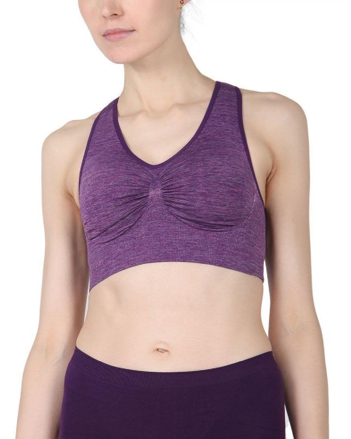 SlimMe Women's Racerback Seamless Sports Bra - Comfortable Compression Workout Bra for Running, Yoga & Gym - Sizes Small to 2X