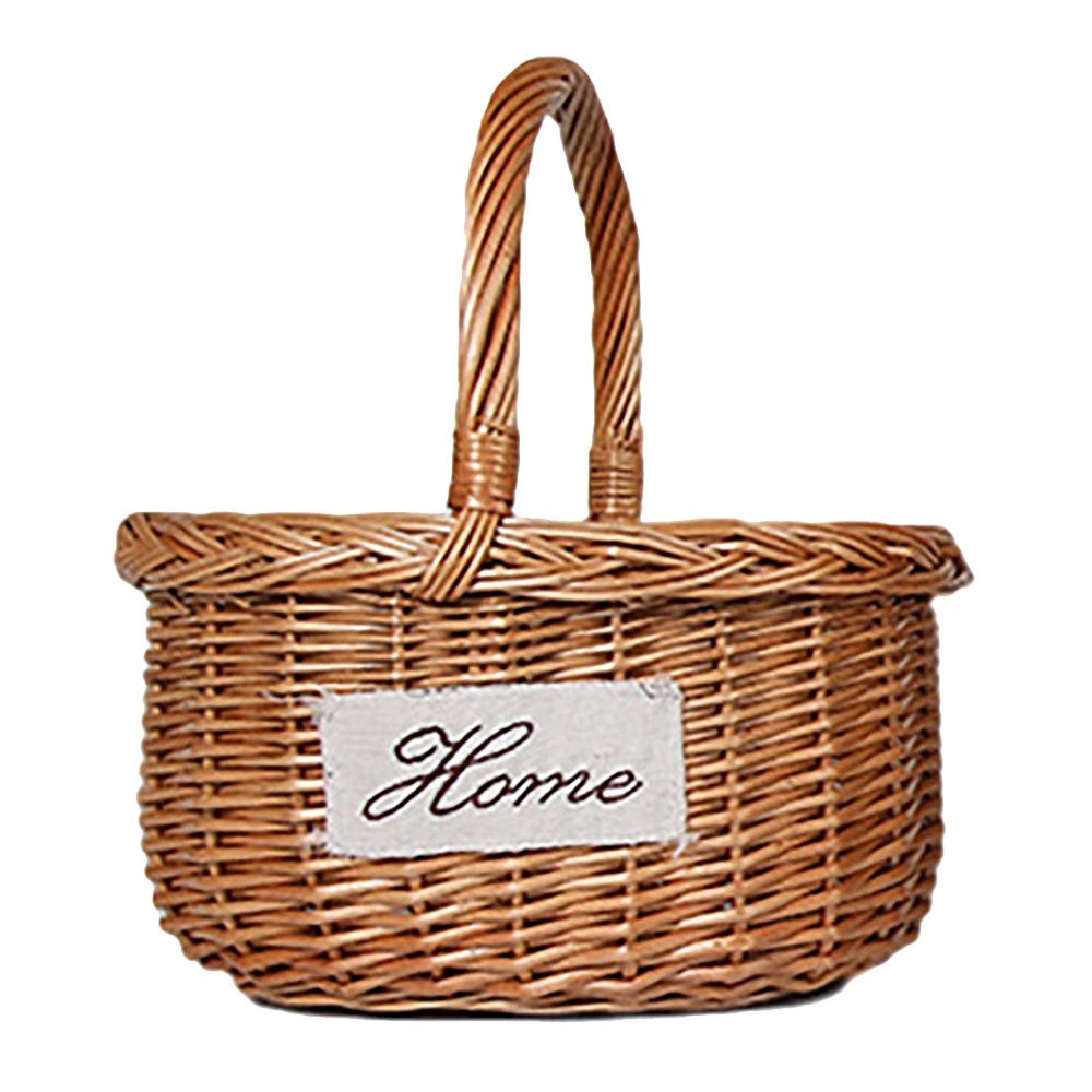 Hand-Woven Storage Basket with Handle - Natural Woven Fruit Basket for Kitchen, Picnic, Bread & Food Storage - Perfect for Organizing Fruits, Vegetables, and Household Items