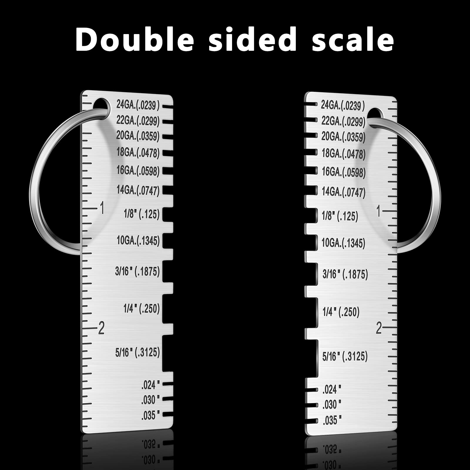 Double Sided Metal Thickness Gauge - Portable Wire & Sheet Measurement Tool for Welding & Metalworking (4pcs)