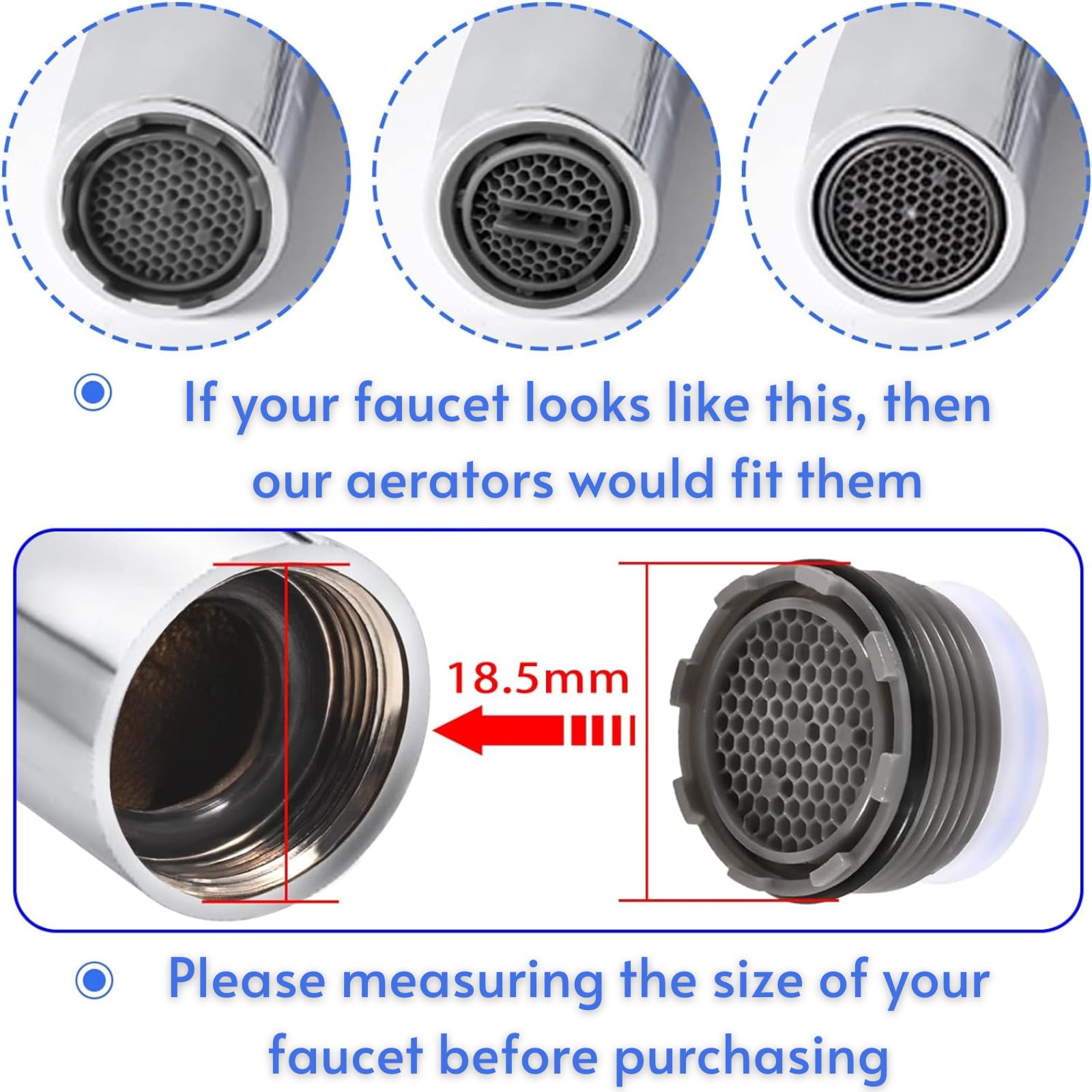 8-Piece Water Saving Faucet Aerator Set with 2 Keys - Flow Restrictor Sink Aerators, Tap Strainer Replacement for Kitchen & Bathroom - Perfect for Reducing Splash & Conserving Water in Homes & Restaurants