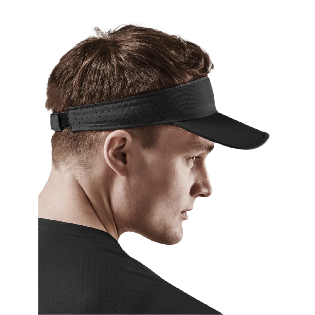 CEP Unisex Running Foldable Visor Cap - Black | Lightweight Adjustable Sun Protection for Men & Women | Perfect for Jogging, Hiking & Outdoor Sports