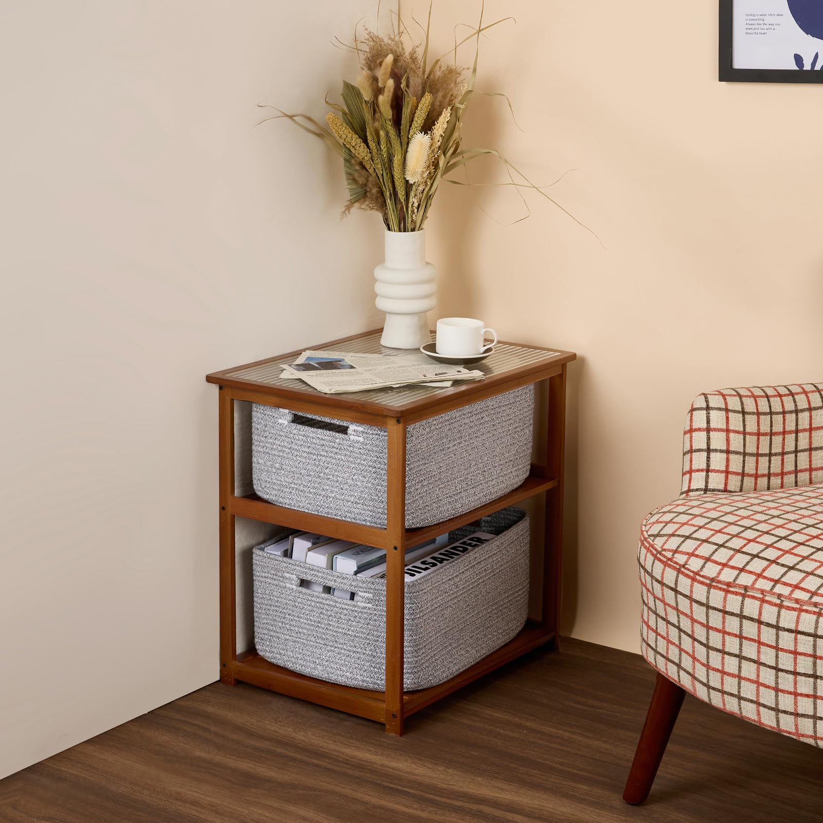 Large Storage Baskets for Shelves & Closets - 2 Pack Woven Rope Organizer Bins (17
