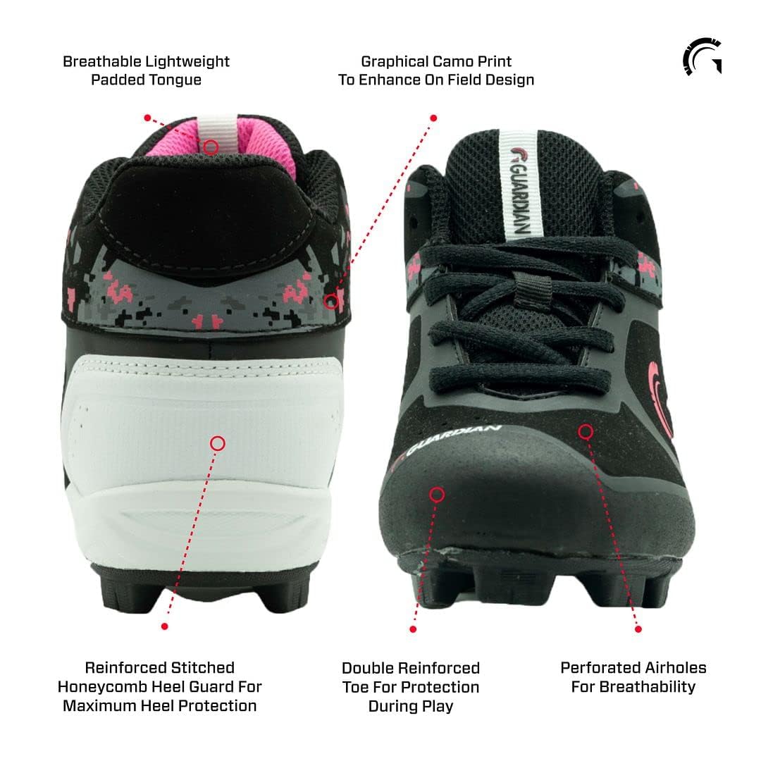 Guardian Youth Baseball Cleats for Boys & Girls - High Top Baseball Shoes for Kids - Non-Slip Softball Cleats with Ankle Support | Perfect for Little League, Training, and Field Sports