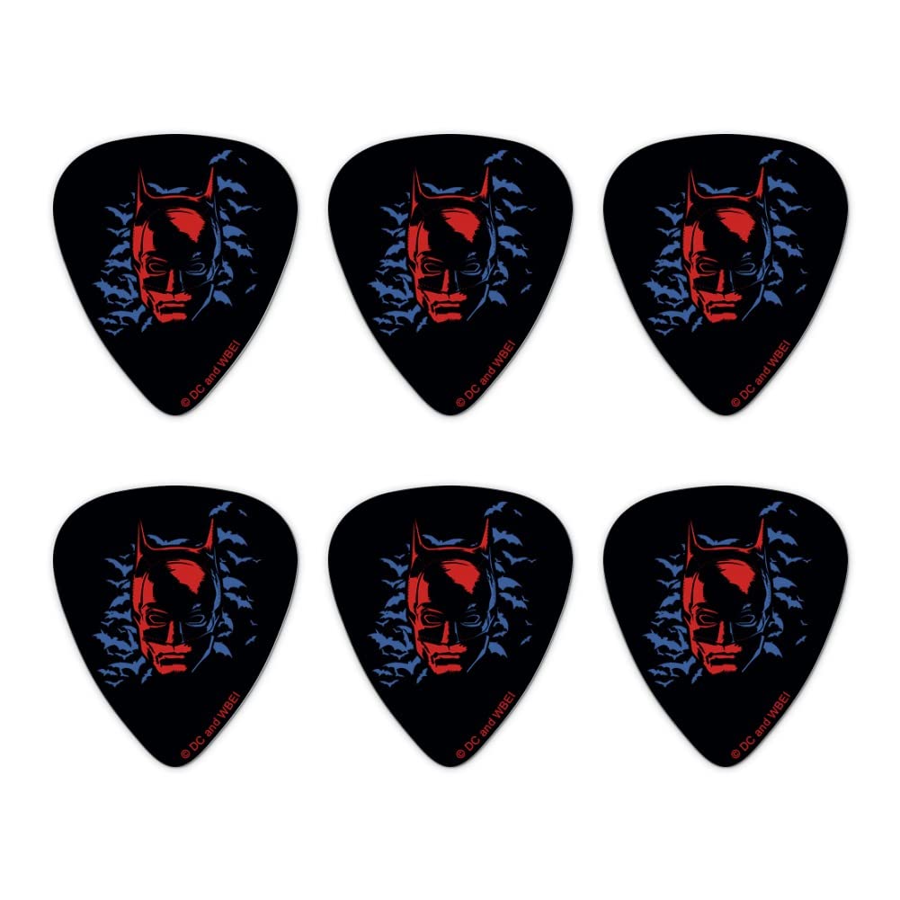The Batman Bat Burst Novelty Guitar Picks - Medium Gauge (Set of 6) | Perfect for Electric & Acoustic Guitars, Collectors & Batman Fans