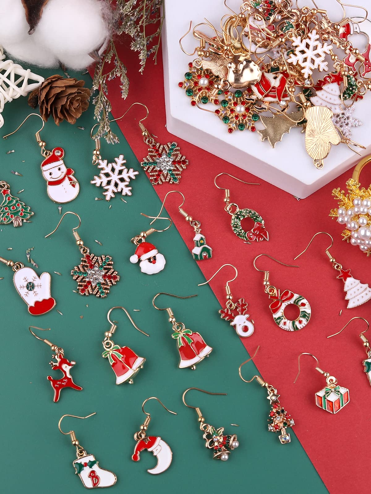 24 Pairs Christmas Earrings for Women - Holiday Drop Dangle Earrings Set, Xmas Jewelry Gift for Women & Girls | Perfect for Christmas Parties, Gift Exchanges & Festive Outfits