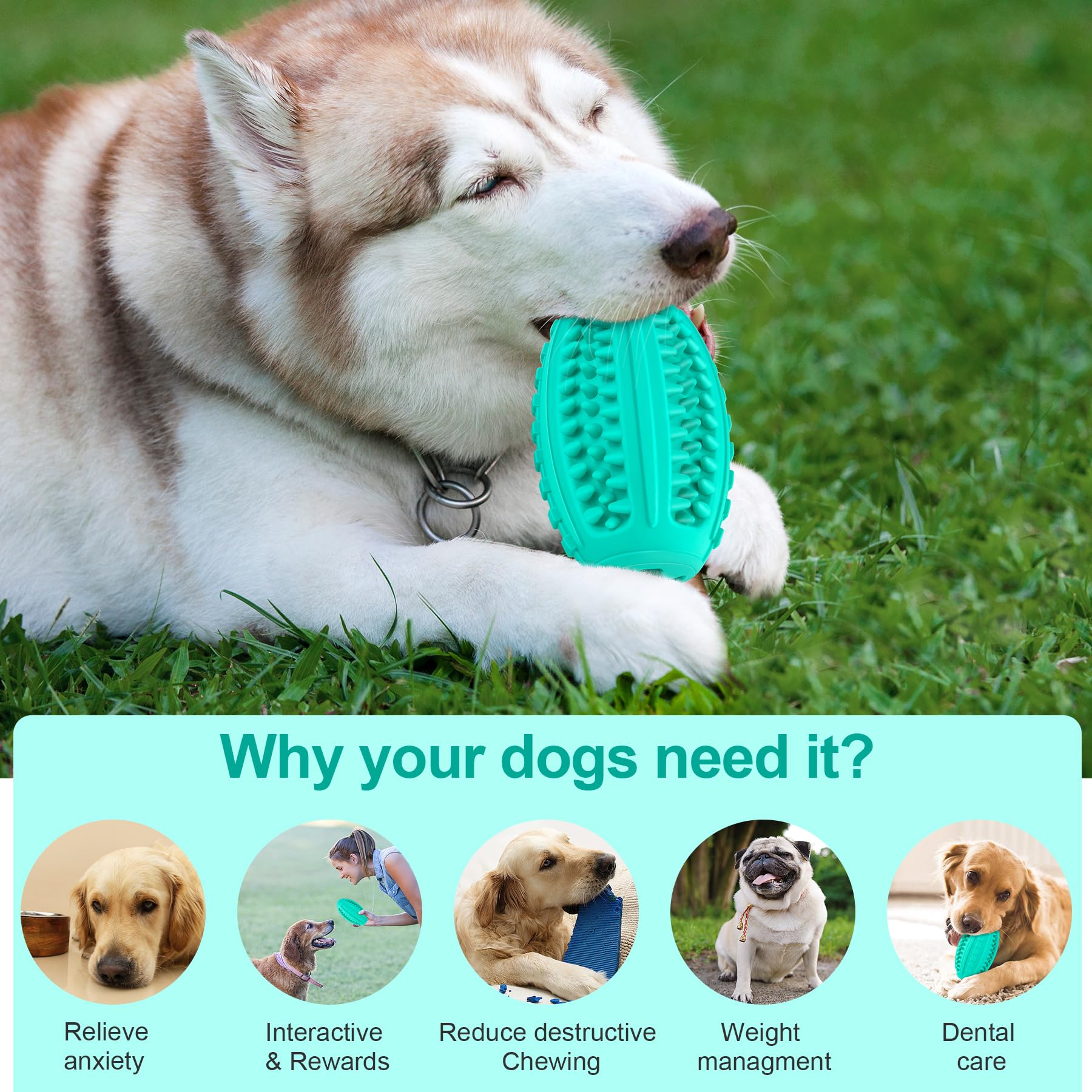 Durable Squeaky Dog Balls for Aggressive Chewers - Indestructible Chew Toy for Large Breed Dogs with Treat Dispenser - Interactive Super Chewer Ball for German Shepherds, Pitbulls & Labs - Perfect for Backyard Play, Training Rewards & Anxiety Relief