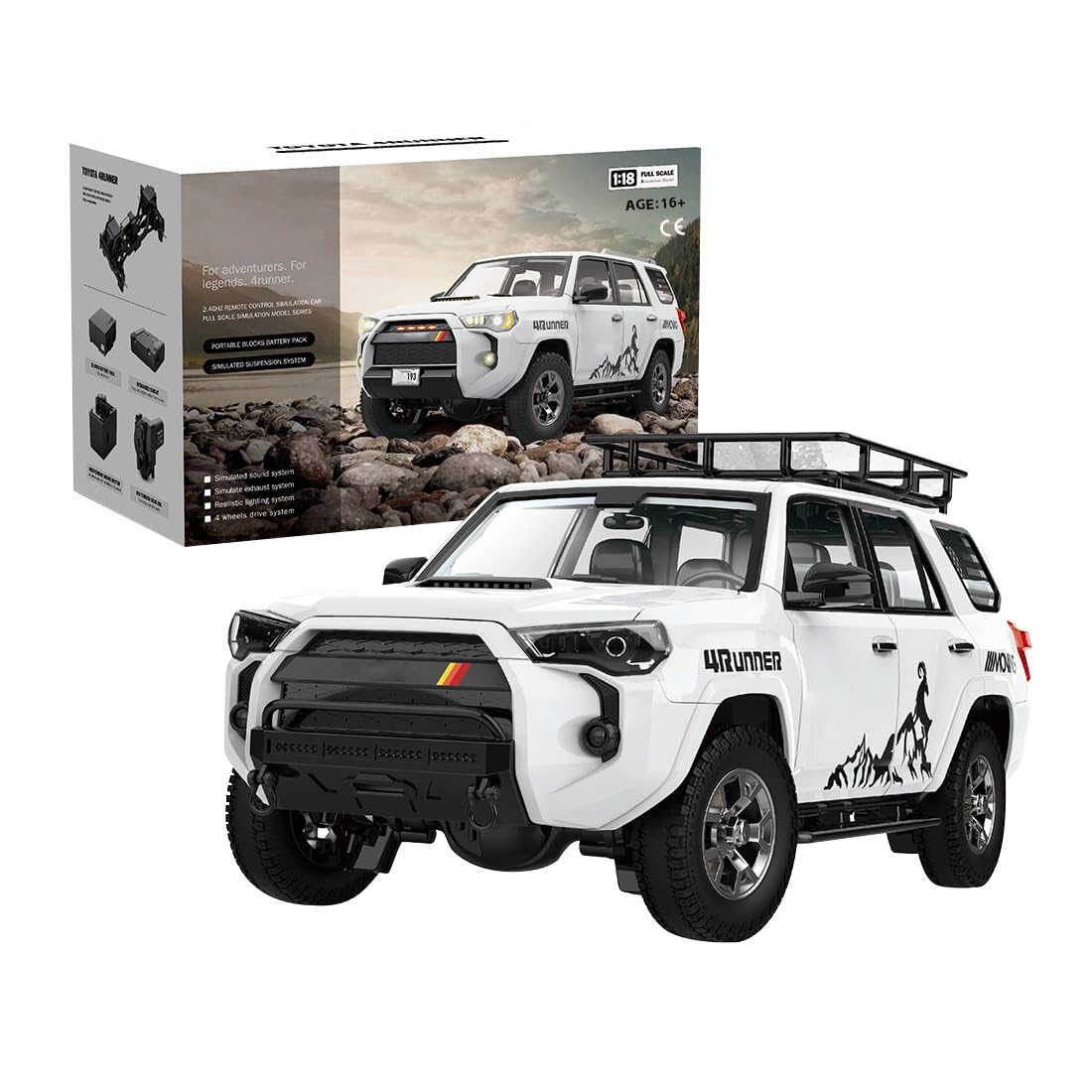 HG-52 1/18 Scale 2.4Ghz 4WD Waterproof RC Rock Crawler - All Terrain Remote Control Car with LED Lights, Realistic Engine Sound & Smoke Effect - Ready-to-Run Hobby Grade Off-Road Vehicle for Adults and Teens - Perfect for Outdoor Adventure, Backyard Crawling & Off-Road Racing