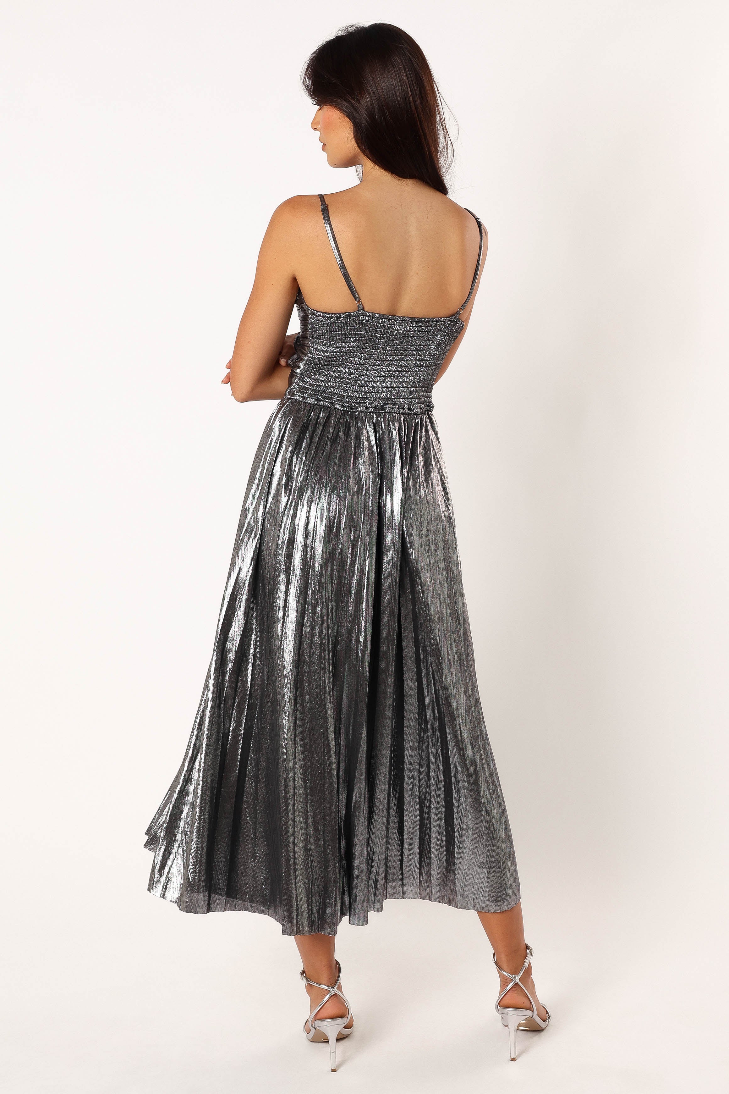 Gaia Maxi Dress in Silver - Elegant Long Flowy Summer Dress for Women | Perfect for Beach, Vacation, and Casual Outings