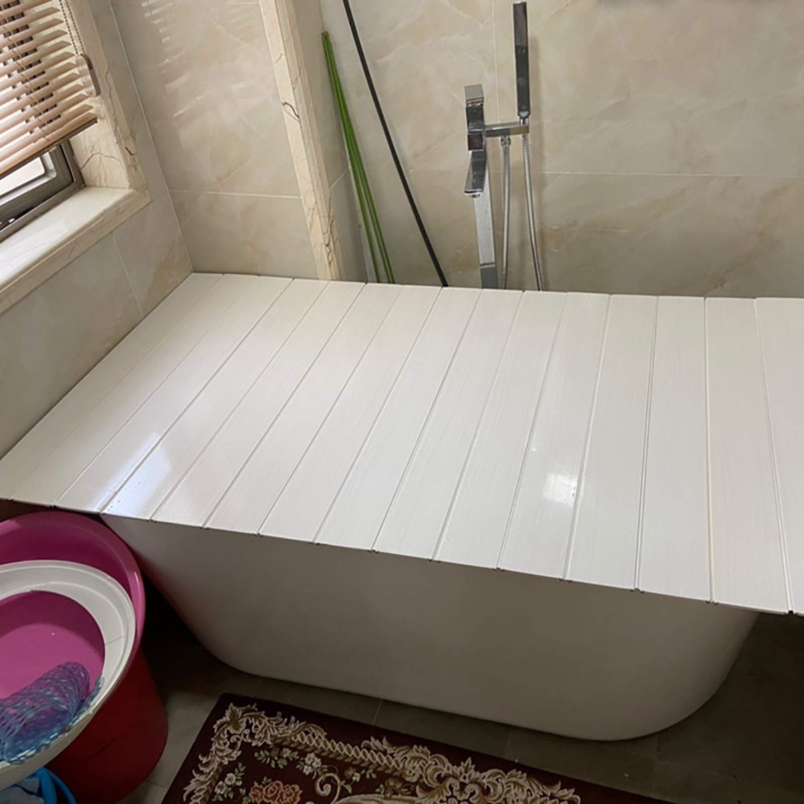 White Wooden Bathtub Insulation Cover - 150x70x0.7cm Dustproof Storage Board for Bathroom | Keep Warm & Protect Bathtub from Dust | Perfect for Small Bathrooms & Home Spa Relaxation