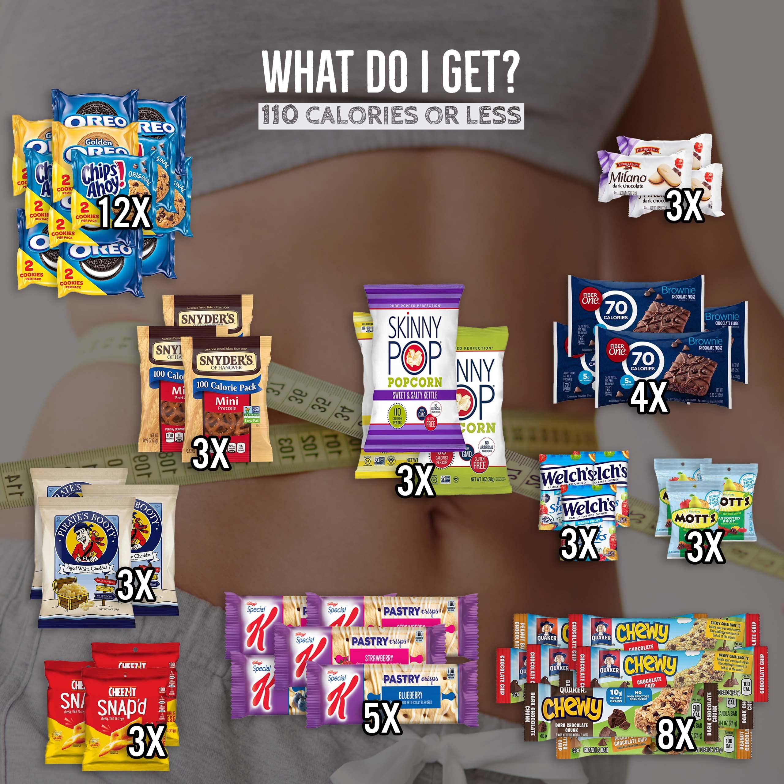 Low Calorie Snacks Variety Pack - 50 Count of 100 Calorie Healthy Snacks for Weight Loss & Diet | Perfect for Office, Gym & On-the-Go Lifestyle