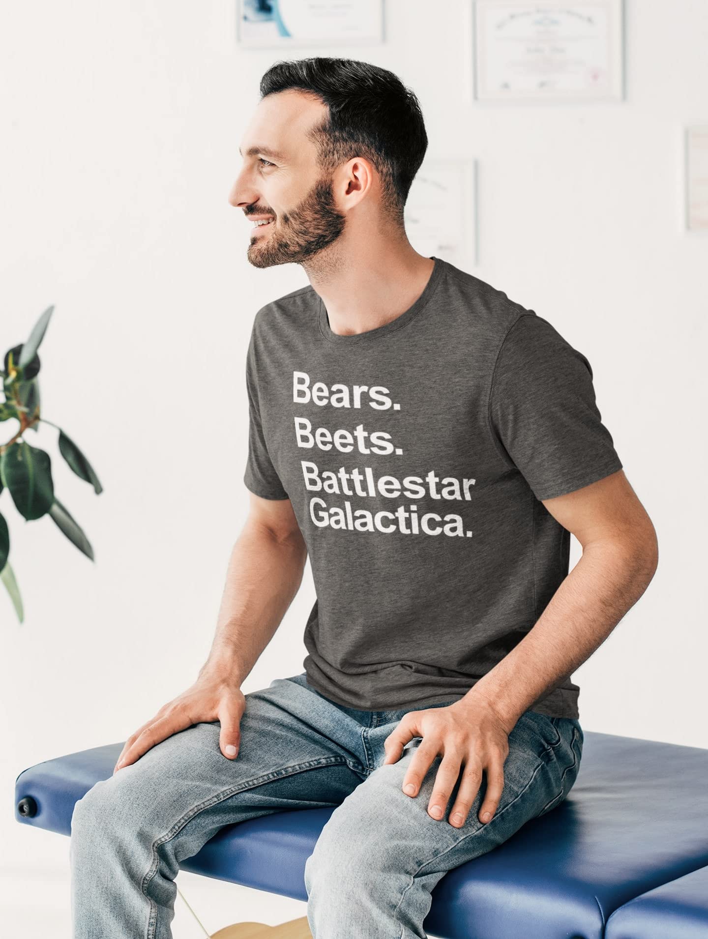 Pop Threads Bear Beets Graphic Short Sleeve T-Shirt for Men - Casual Office Wear & Funny Gift Idea