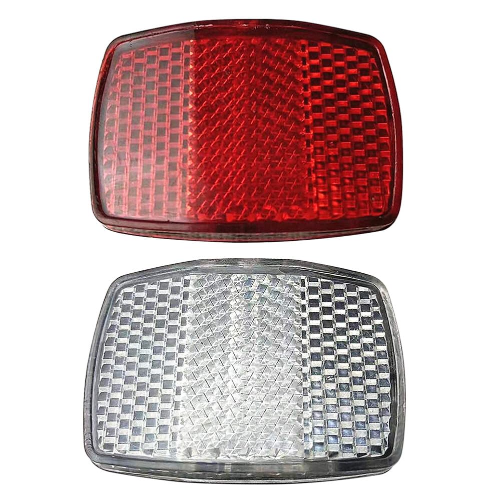 Bike Front & Rear Reflector Kit - White Handlebar Reflectors with Bracket for Road Safety | Bicycle Accessories for Night Riding & Cycling Commuters