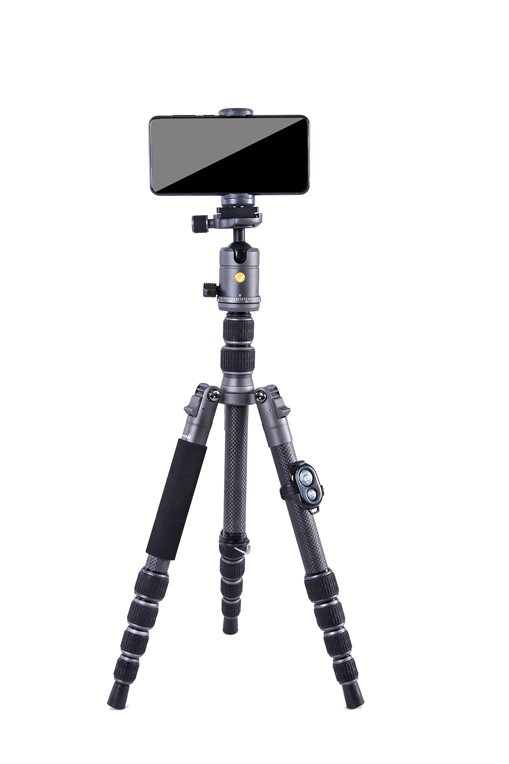 Vanguard VEO3GO235CB Carbon Fiber Travel Tripod with Ball Head - Lightweight Compact Tripod for DSLR Camera, Smartphone & Mirrorless - Includes Monopod, Phone Holder & Bluetooth Remote - Perfect for Travel, Hiking & Vlogging