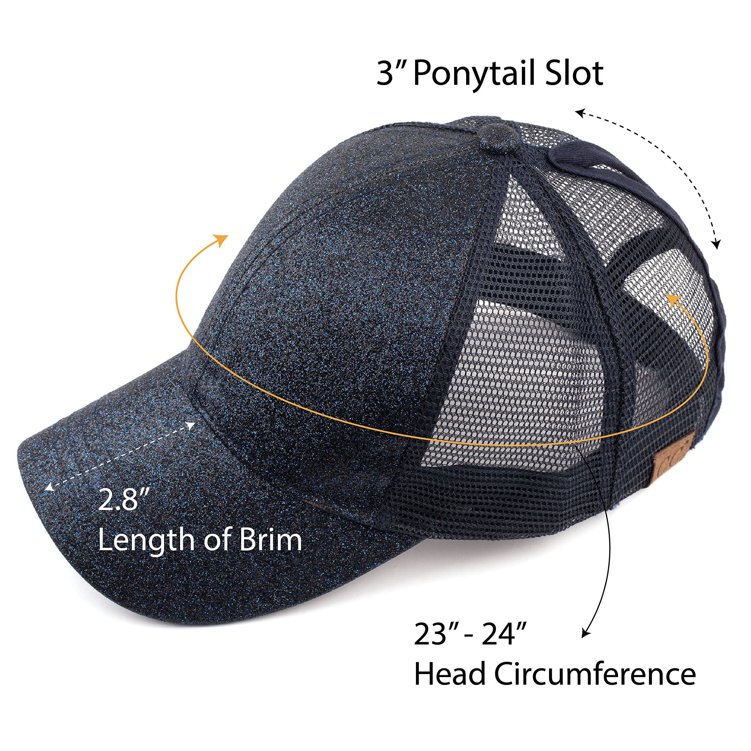 C.C Hats and Scarf Ponytail Baseball Cap for Women - Messy Bun Trucker Hat with Adjustable Strap (BT-6) - Perfect for Running, Gym, Outdoor Sports and Casual Wear