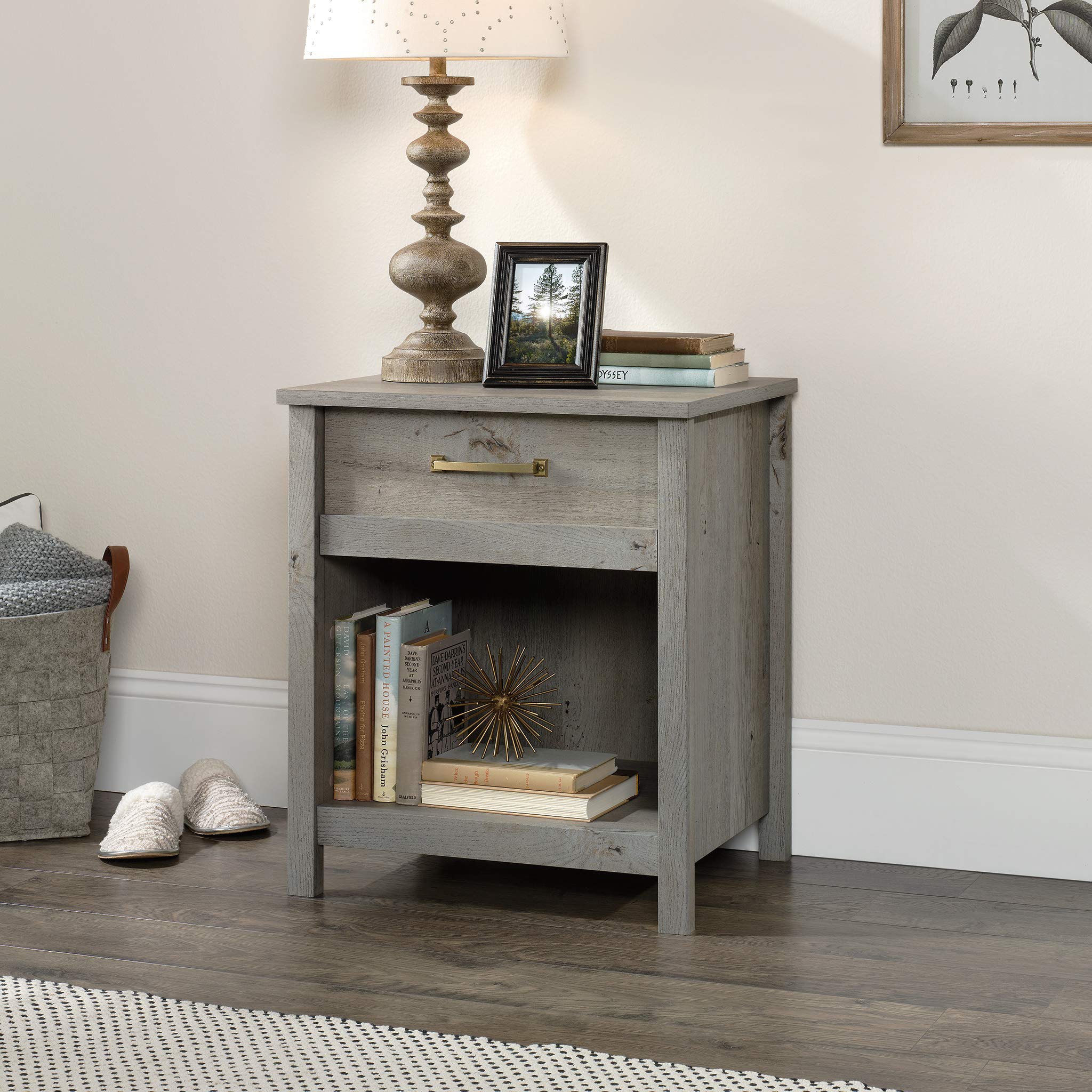 Sauder Cannery Bridge Nightstand - Bedside Table, Bedroom Side Table, End Table in Mystic Oak Finish - Perfect for Small Spaces, Guest Rooms & Apartment Living
