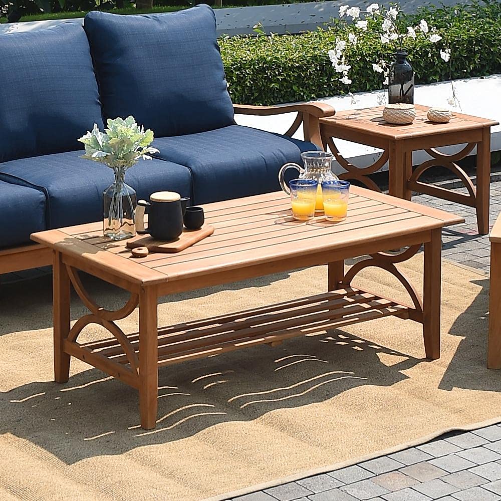 Cambridge Casual Chester Superior Indonesian Teak Patio Coffee Table - Natural Teak Wood Outdoor Furniture for Garden, Deck, Poolside & Patio
