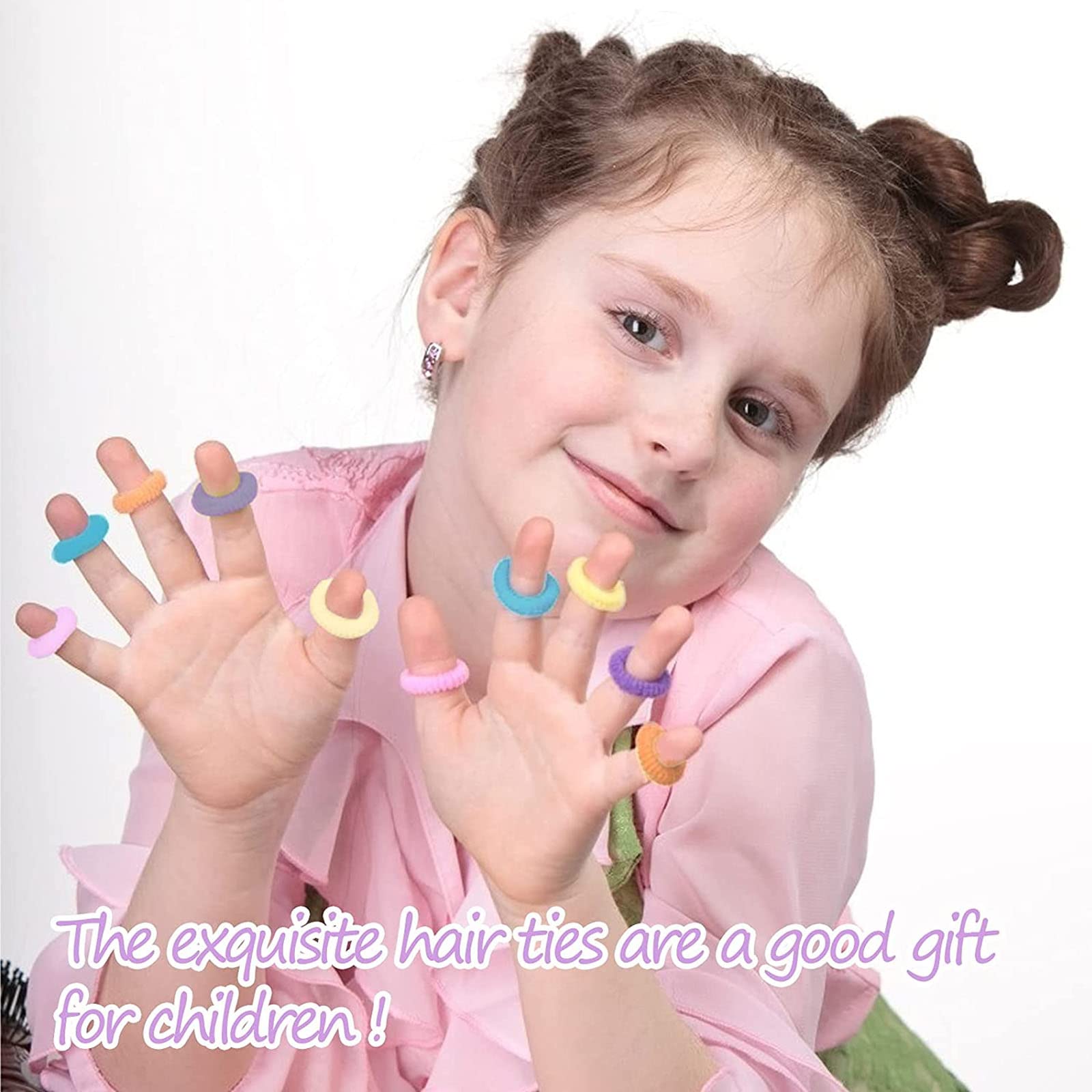 BIEUFBJI 100 Pcs Soft Seamless Elastic Hair Ties for Baby & Toddler Girls - Gentle No-Pull Hair Bands for Sensitive Scalp - Perfect for Daily Use, School, and Special Occasions