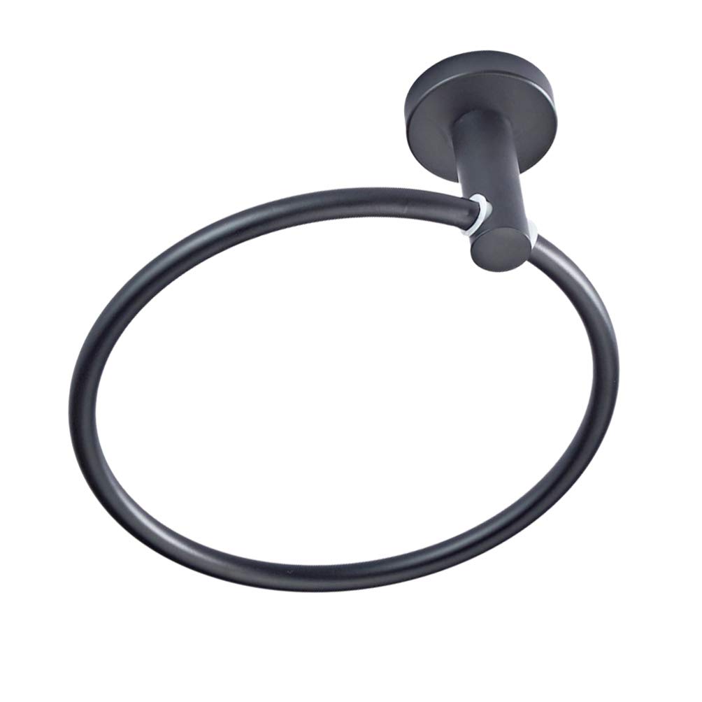 TOPBATHY Black Wall Mounted Towel Holder - 4 Pack Brass Hooks for Bathroom, Macrame Shelf & Round Chassis Towel Ring - Perfect for Hanging Towels, Robes & Decor in Bathroom, Spa or Laundry Room