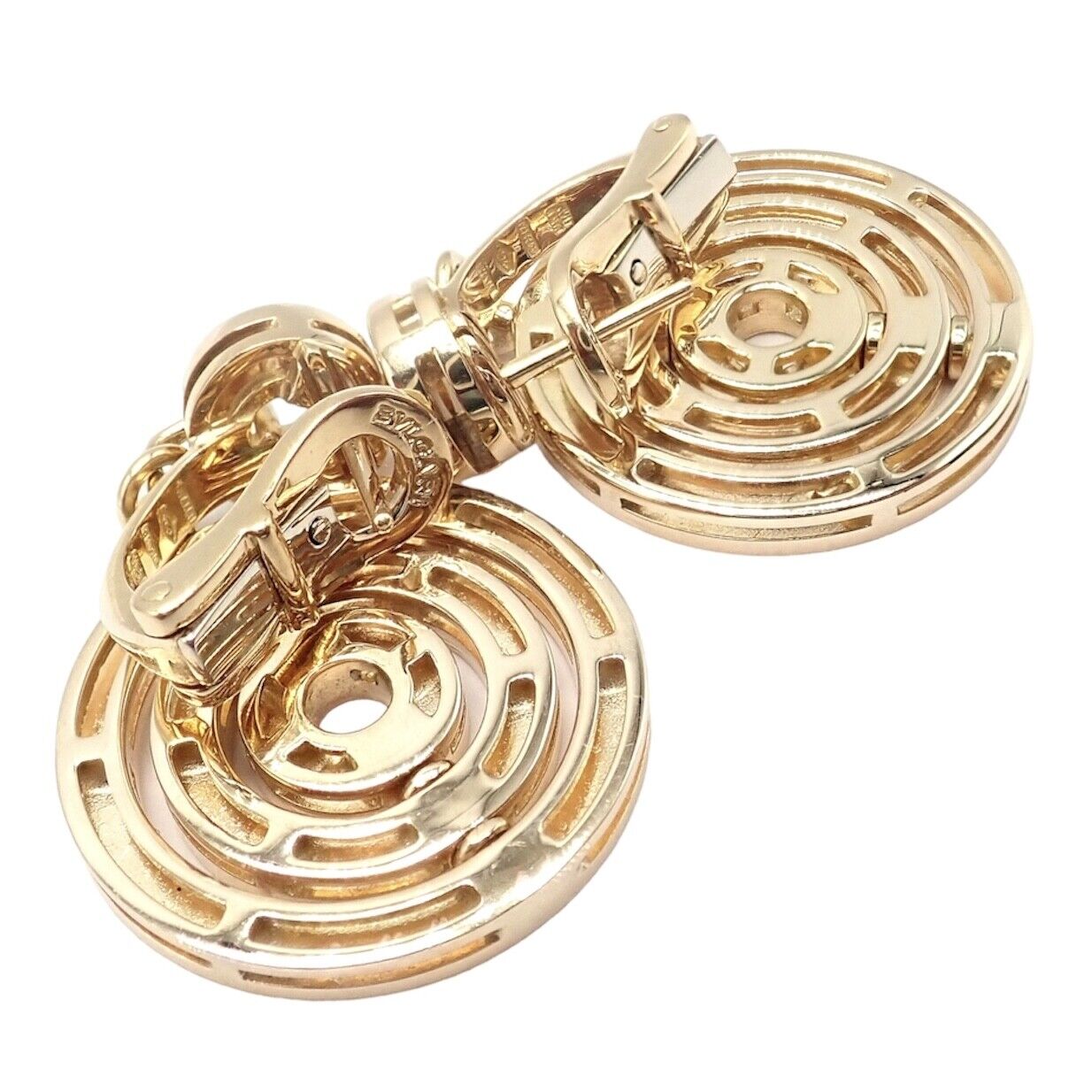 Authentic Bulgari Bvlgari 18k Yellow Gold Three Circle Earrings - Luxury Italian Jewelry for Women, Perfect for Parties, Weddings & Special Occasions