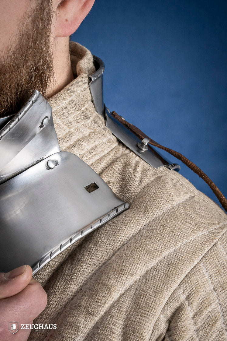 Medieval Articulated Gorget with Bevor - 2mm Polished Steel Armor for Renaissance Fairs & LARP Battles (1480-1500 Style)