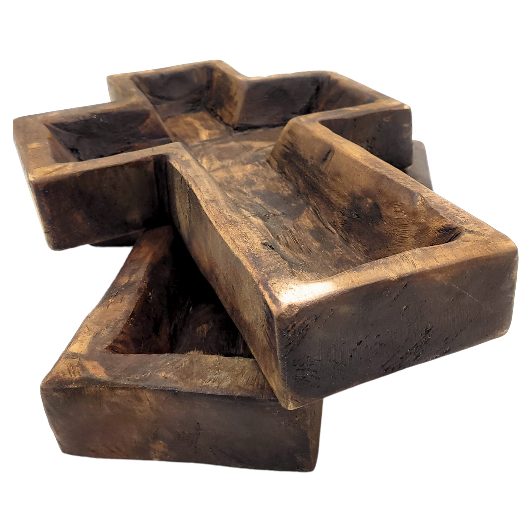 Handcrafted Large Wooden Cross Dough Bowl - Rustic Farmhouse Decor for Bread, Fruit Display & Centerpiece - Perfect for Weddings, Holidays and Kitchen Decor