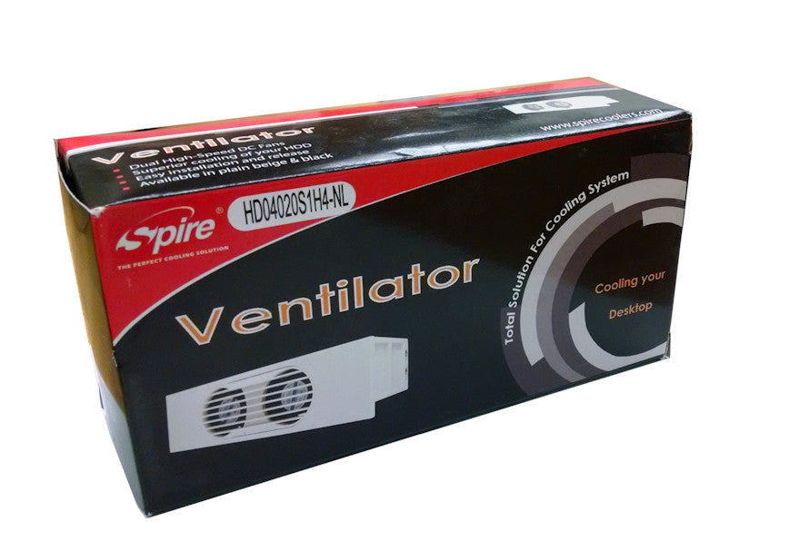 Spire Bay 2-Fan Hard Drive Cooler - Beige (Model HD04020S1H4) | PC Cooling Solution for Gaming Rigs & Workstations