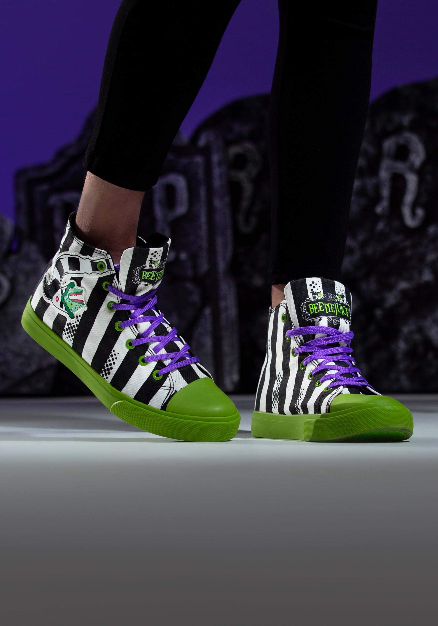 Stylish Unisex Beetlejuice Striped Sneakers - Trendy Casual Shoes for Men & Women | Perfect for Halloween Costumes, Cosplay, and Everyday Streetwear Fashion
