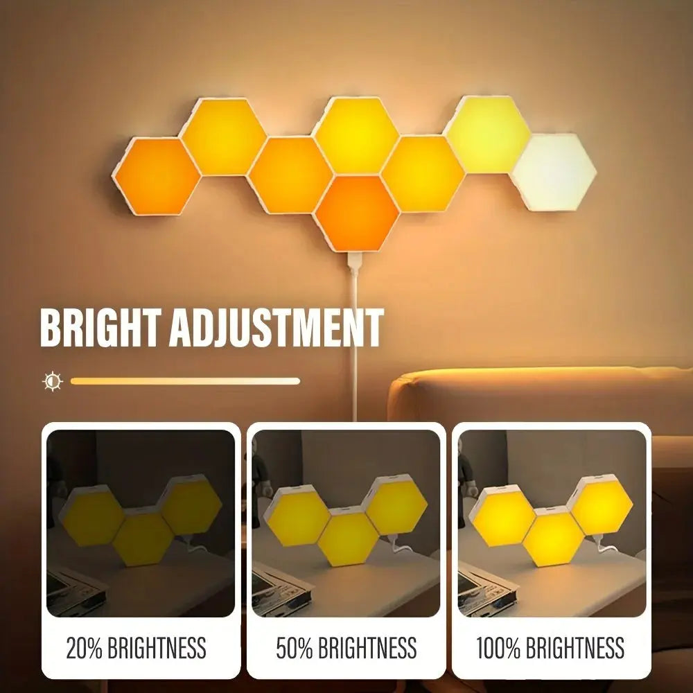 RGB LED Hexagon Wall Lights with WiFi & Bluetooth Control - Smart Home Decor for Bedroom, Gaming Room, and Party Lighting
