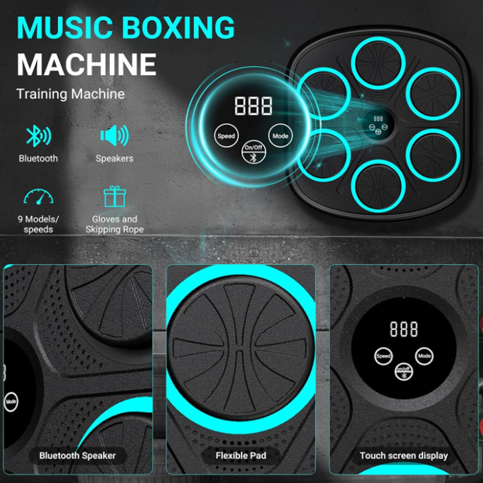 Smart Bluetooth Music Boxing Machine with Gloves - Interactive Punching Bag for Home Gym, Wall Mounted Electronic Boxing Board for Adults & Women - Perfect for Fitness Training, Stress Relief & Fun Workouts