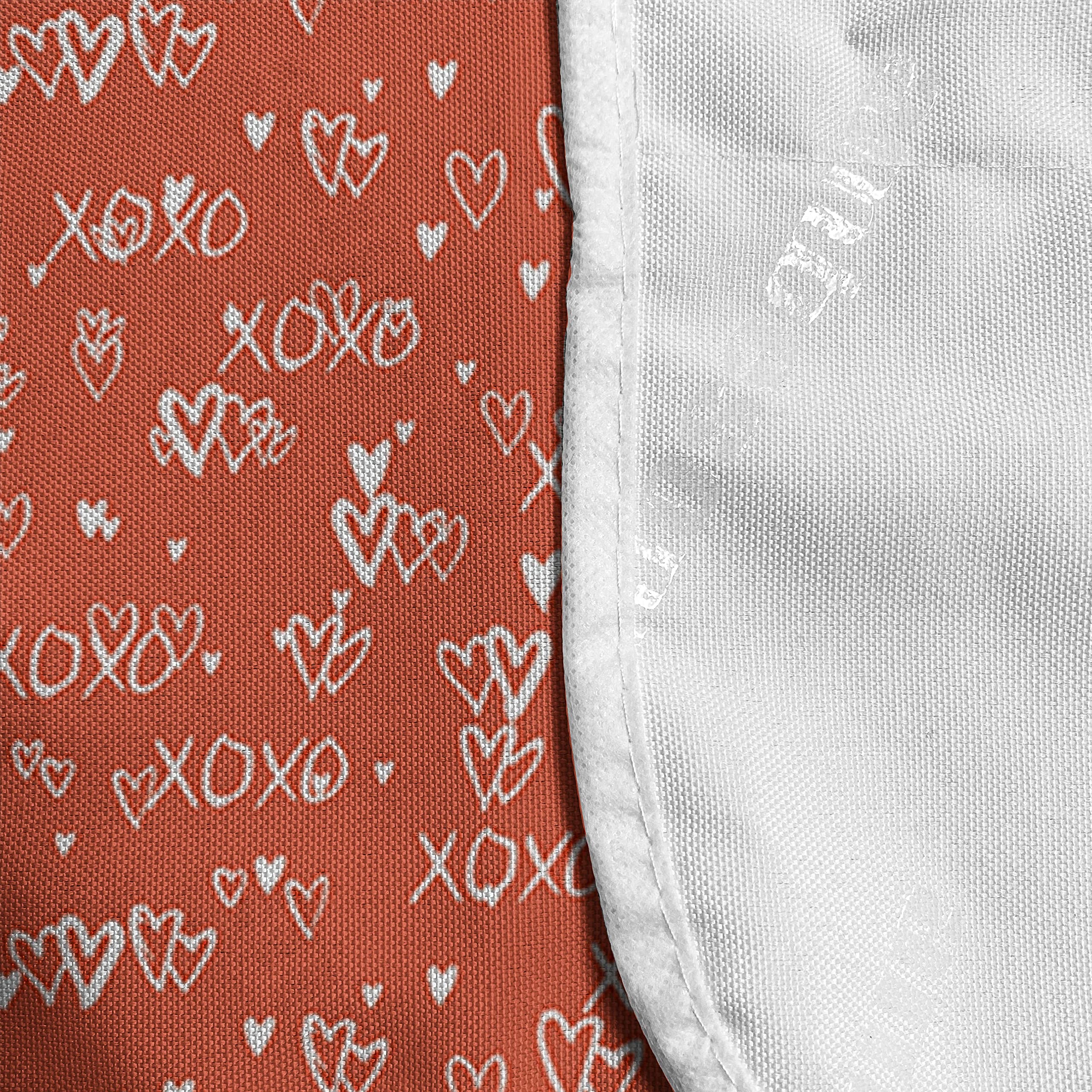 Ambesonne XOXO Microwave Cover - Waterproof Kitchen Organizer with Pockets, 36x12 Inches, Salmon & White - Grungy Hand-Painted Hearts & Romantic Love Kisses Design - Perfect for Microwave Protection & Kitchen Decor