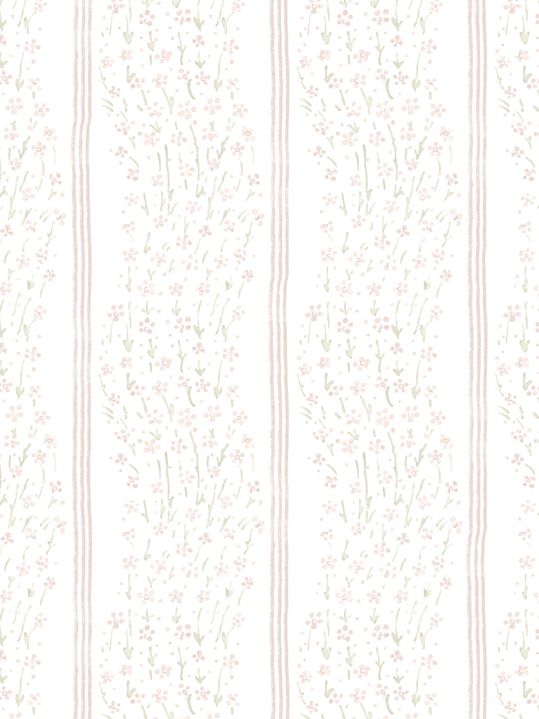 Nathan Turner Hillhouse Floral Ditsy Wave Stripe Wallpaper - Pink & Green Vintage Pattern Peel & Stick Wallpaper for Bedroom, Living Room, Nursery Decor