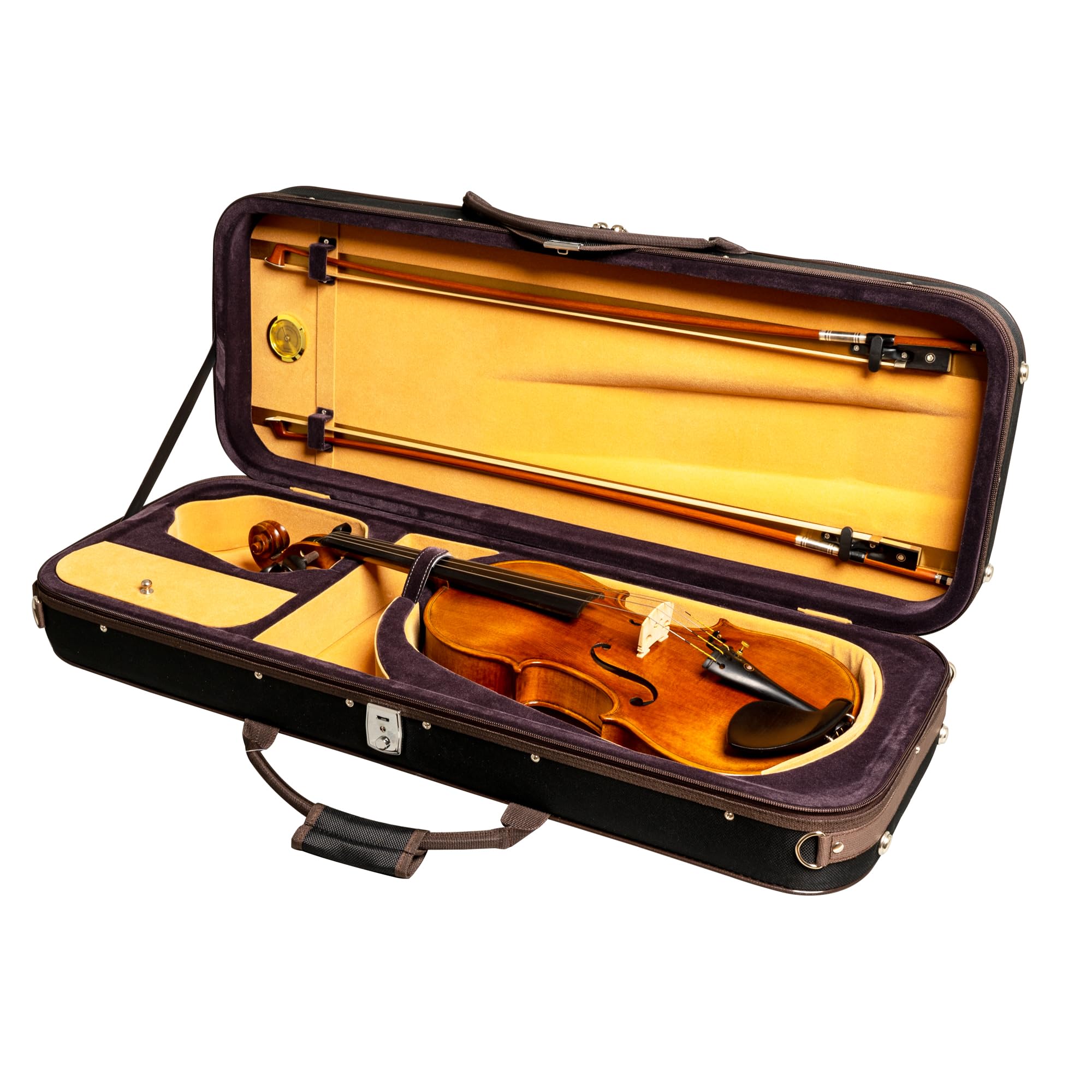 MI&VI AF-5003 Lightweight 4.5lb Hard Viola Travel Case with Reflective Safety Strips, Shoulder Straps & High-Density Foam - Durable Hard-Shell Protection for 15.5-16 Inch Violas - Perfect for Music Students, Traveling Musicians & Orchestra Performances