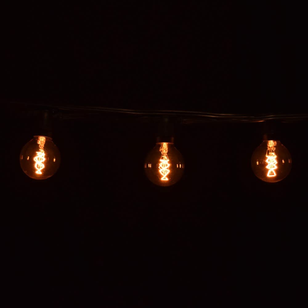 Commercial Edison Bulb Outdoor String Lights - 100 ft G50 Spiral Filament with Hand-Threaded Design & Black Weatherproof Wire | Perfect for Patio, Garden, Wedding, Cafe & Restaurant Decoration