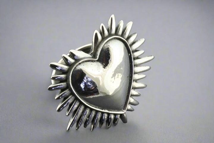 Sterling Silver Adjustable Full Heart Ring - Perfect for Valentine's Day Gifts, Anniversary Presents & Romantic Occasions