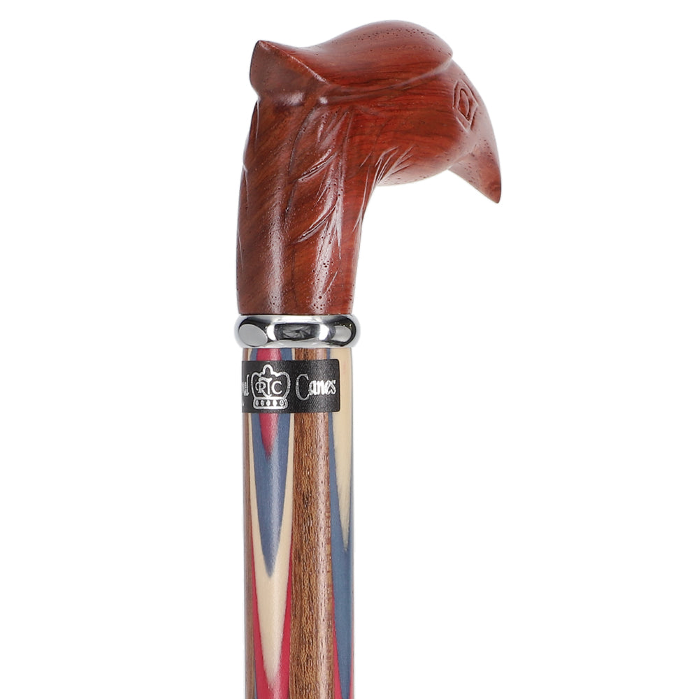 Premium Scratch & Dent Resistant Eagle Handle Walking Cane - Ovangkol Wood Shaft with Silver Collar (V2320) - Ideal for Hiking, Elderly Support & Fashion Accessory