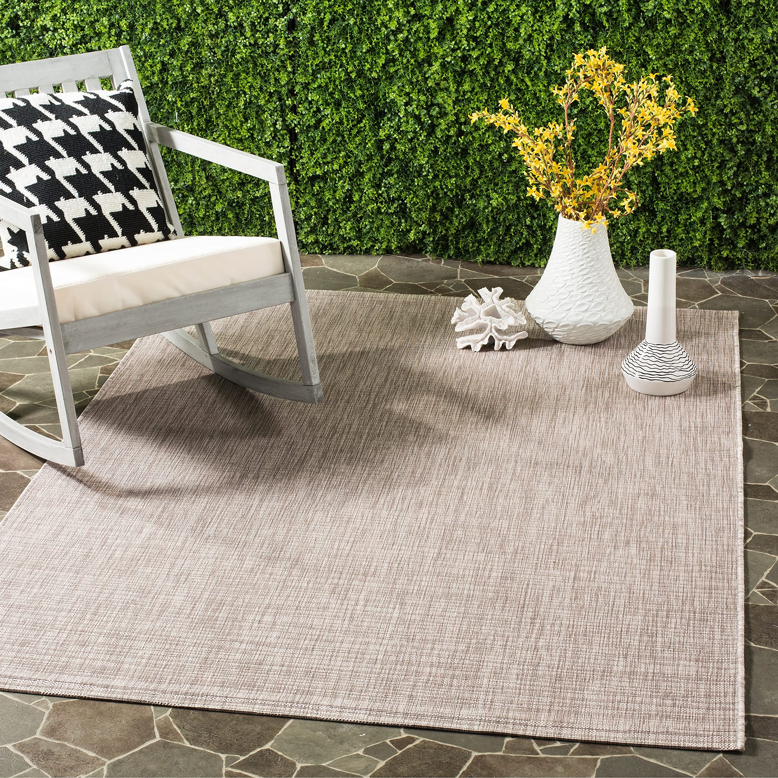 SAFAVIEH Courtyard Collection 9' x 12' Grey & Turquoise Indoor/Outdoor Area Rug - Non-Shedding, Easy Care, Washable - Perfect for Living Room, Bedroom, Patio, Backyard & Mudroom (CY8576-37111)