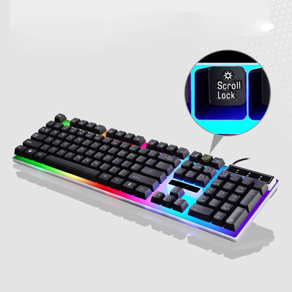 Cool LED Backlit USB Gaming Mechanical Keyboard - Wired RGB Backlit Keyboard for PC, Laptop, Mac - Ergonomic Design with Anti-Ghosting for Gamers & Typists (Black) - Perfect for Gaming, Office Work, and Programming