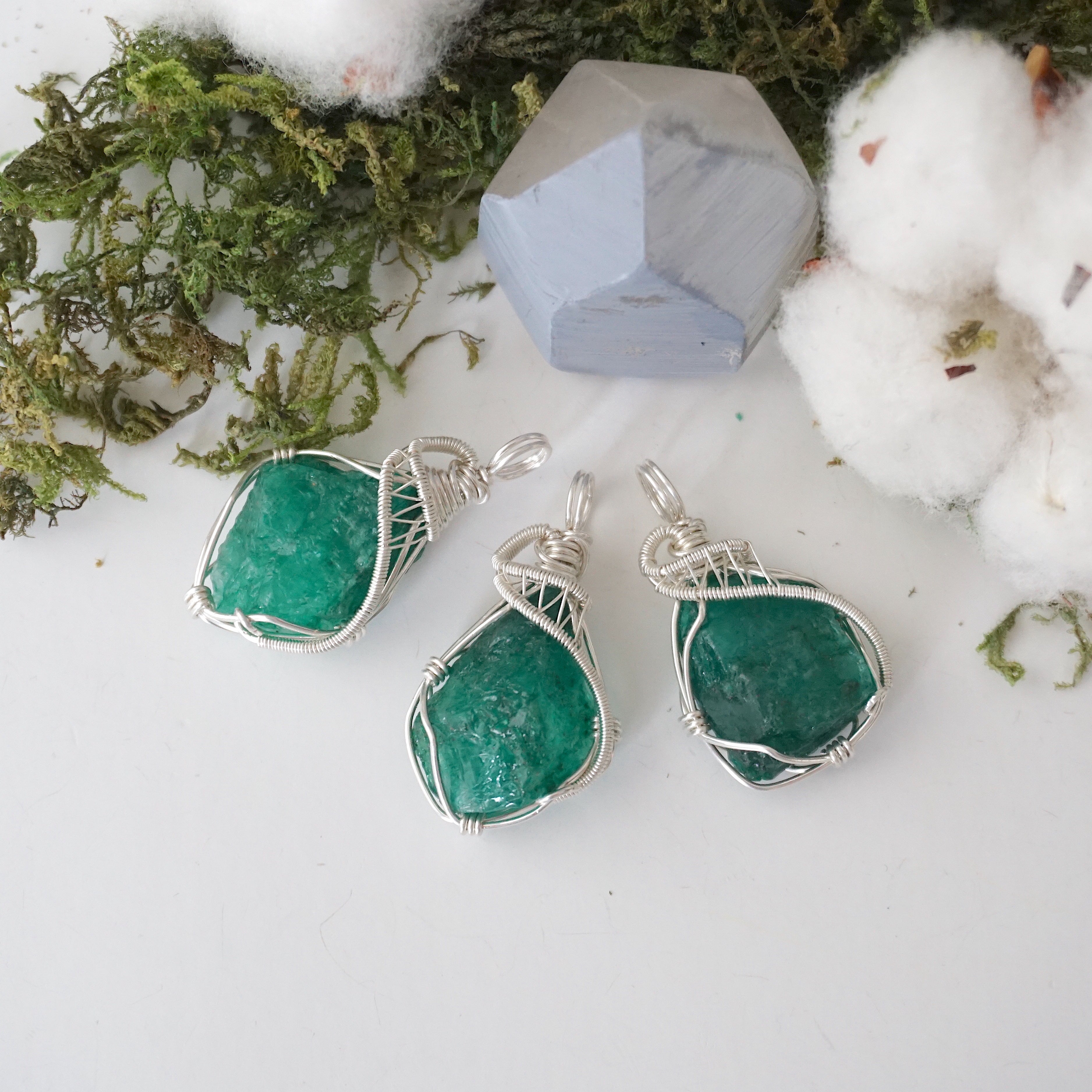 Natural Raw Emerald Pendant in 925 Sterling Silver - Handcrafted Jewelry for Women, Gift for Her, Birthday & Anniversary Present - Perfect for Everyday Wear & Special Occasions