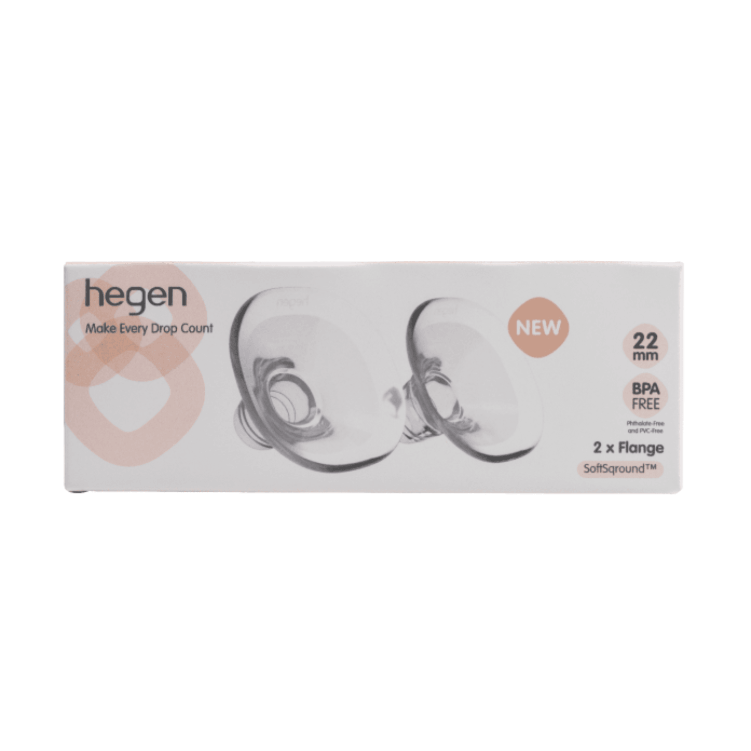 Hegen Flange (SoftSqround™) 22mm - 2 Pack Breast Pump Parts for Comfortable Pumping - Perfect for Travel and On-the-Go Moms