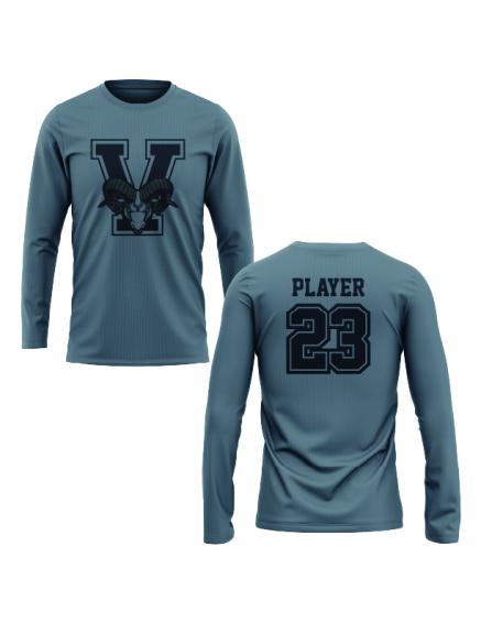 Valrico Rams Long Sleeve Sublimated Dye Men's Football Shirt - Perfect for Game Day, Tailgating & Fan Apparel