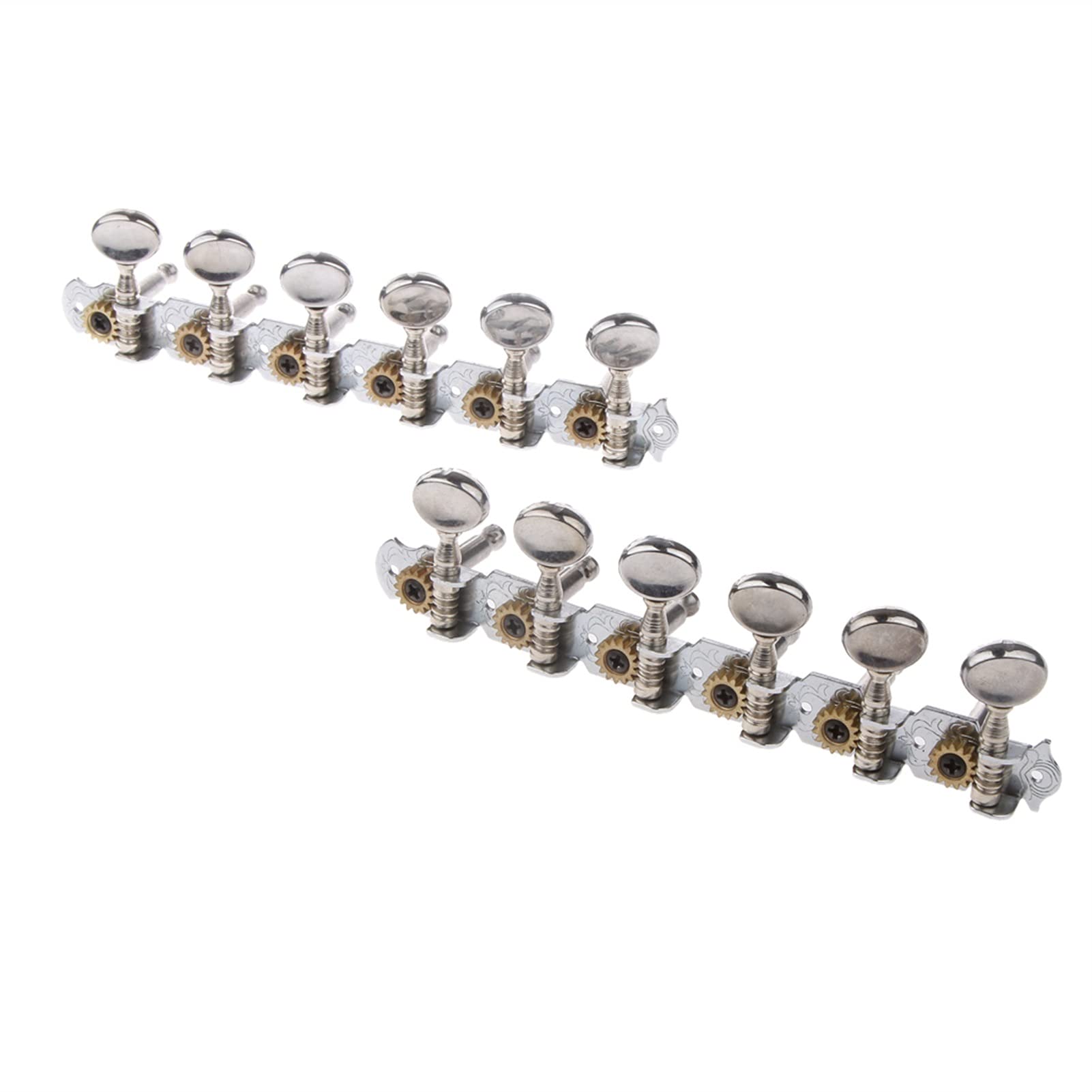 Premium 6L 6R Guitar Tuning Pegs - Silver Machine Heads Tuners for 12 String Acoustic Guitar | Perfect for String Replacement & Instrument Maintenance | Ideal for Musicians, Guitar Techs & DIY Repairs