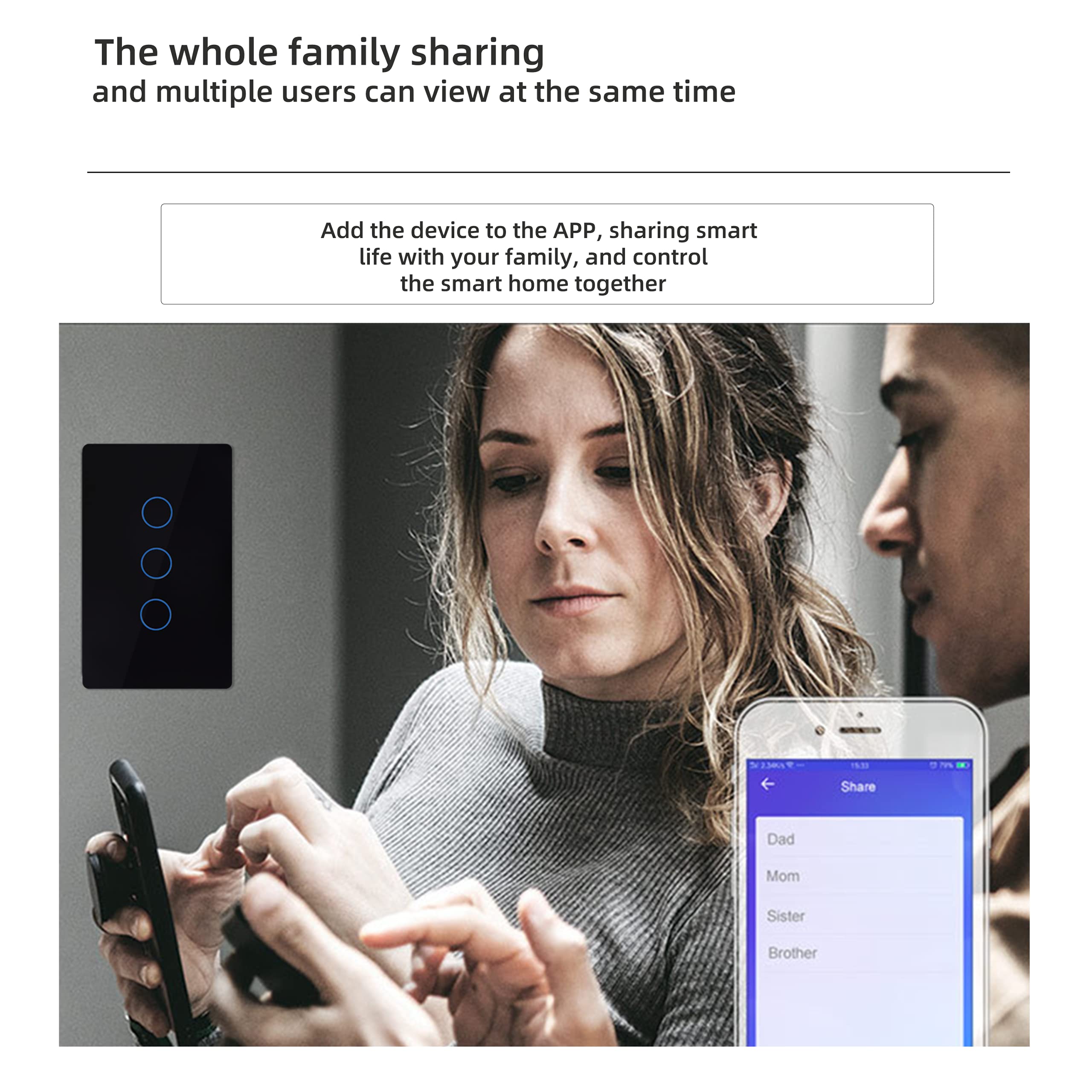 Smart Glass Touch Light Switch - 3 Gang, White - Alexa & Google Home Compatible, No Hub Required, Remote & Timer Control via Smart Life App - Perfect for Home Automation & Smart Lighting Solutions
