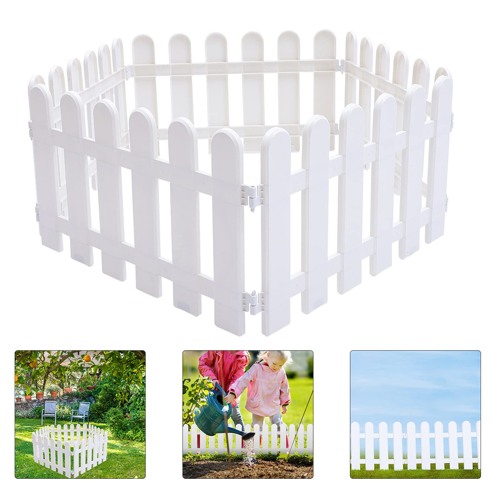 5-Pack White Plastic Garden Picket Fence - Lawn Edging, Patio Border, Yard Protection - Durable Outdoor Decorative Fencing for Gardens, Flower Beds & Landscaping (Perfect for Home, Park & Commercial Use)