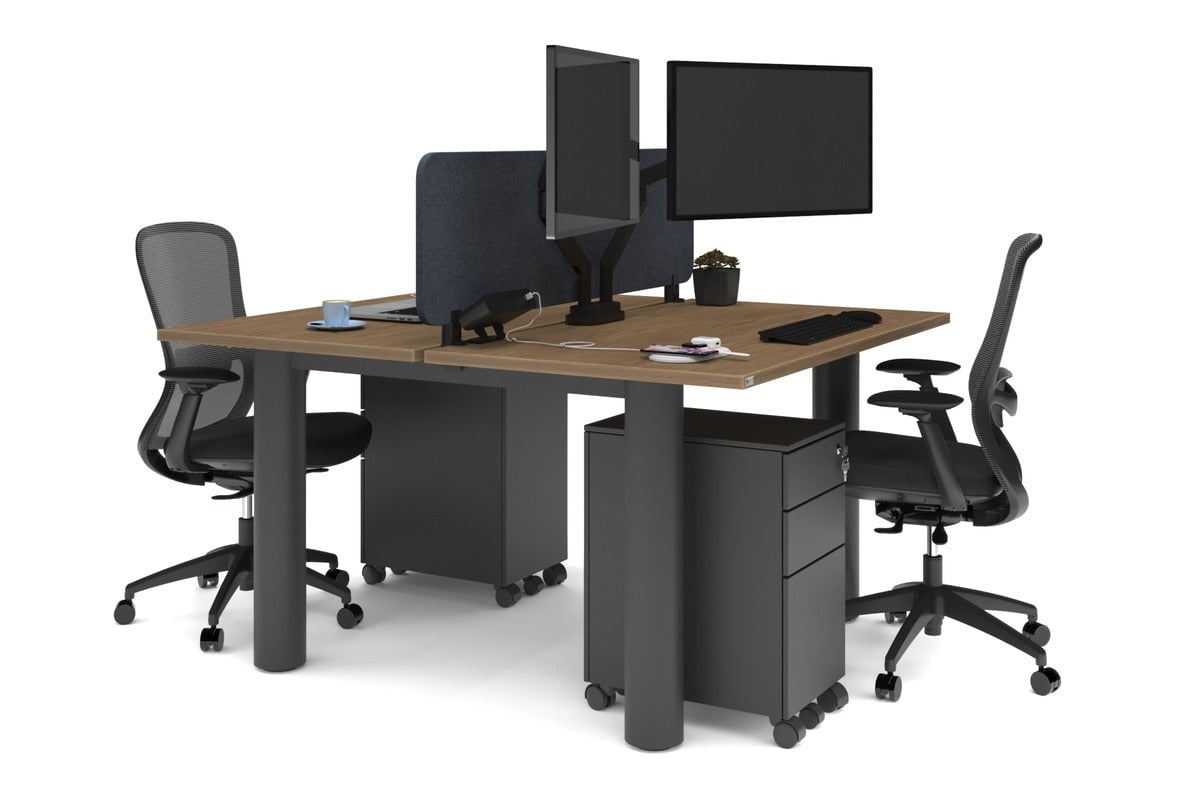 Quadro Cylinder Leg 2-Person Office Workstation Desk [1400L x 700W] - Perfect for Collaborative Workspaces & Modern Offices