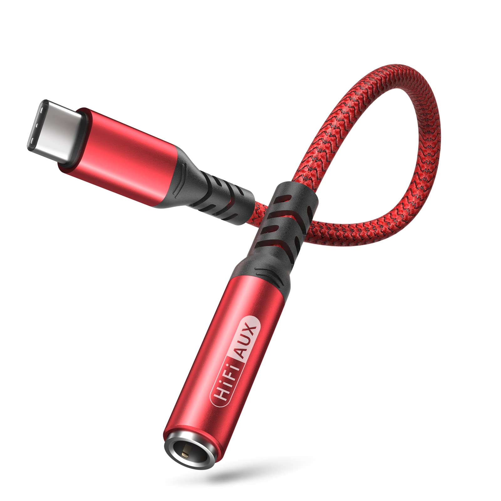 USB C to 3.5mm Headphone Jack Adapter, Aux Audio Dongle Cable Compatible with iPhone 15/14/13, Samsung Galaxy S24/S23/S22/Note10, iPad Pro/Air, MacBook, Google Pixel 7/6 - Red | Perfect for Music, Gaming & Video Calls