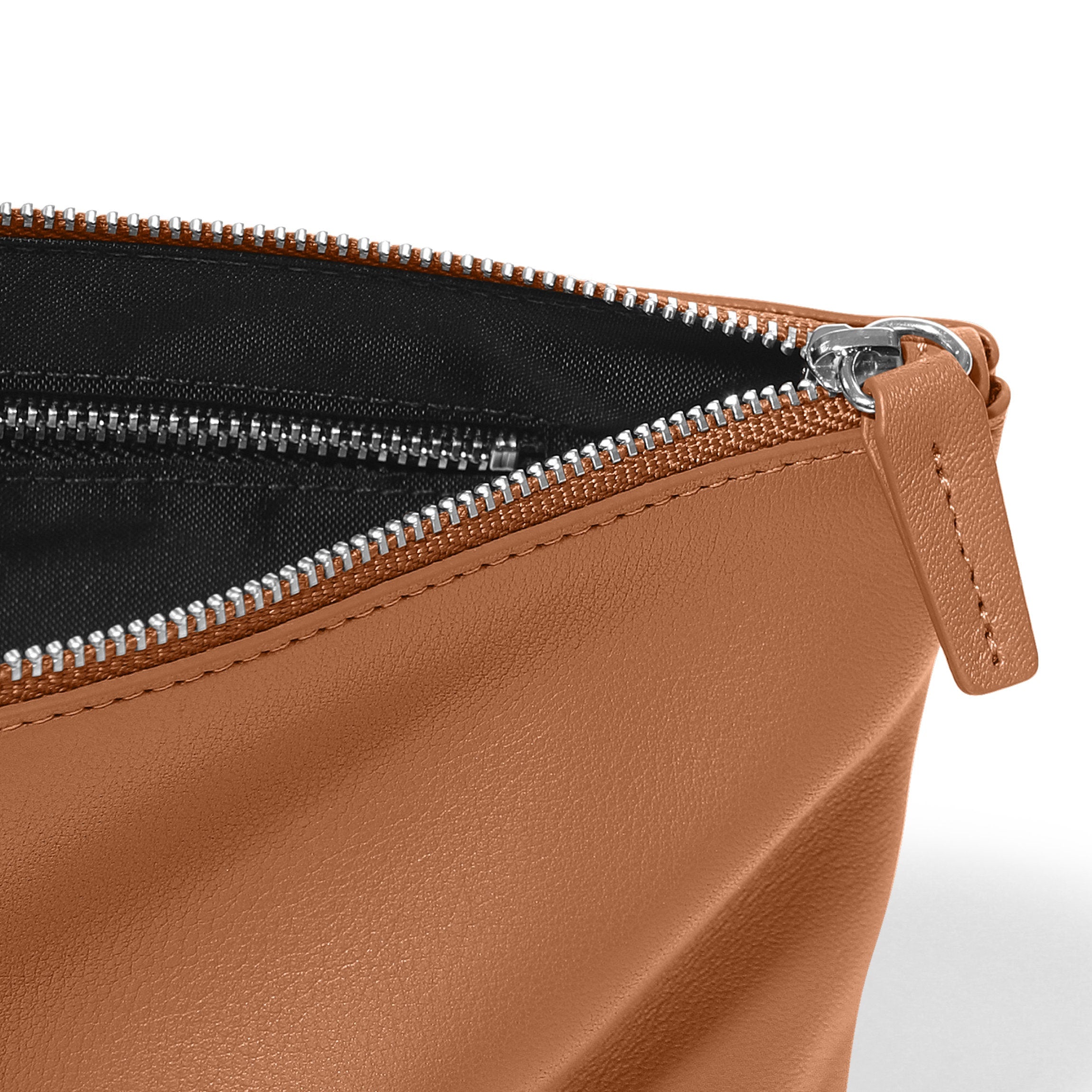 Premium Medium Leather Accessories Pouch in Cognac - Perfect for Travel, Organizing Jewelry & Small Essentials