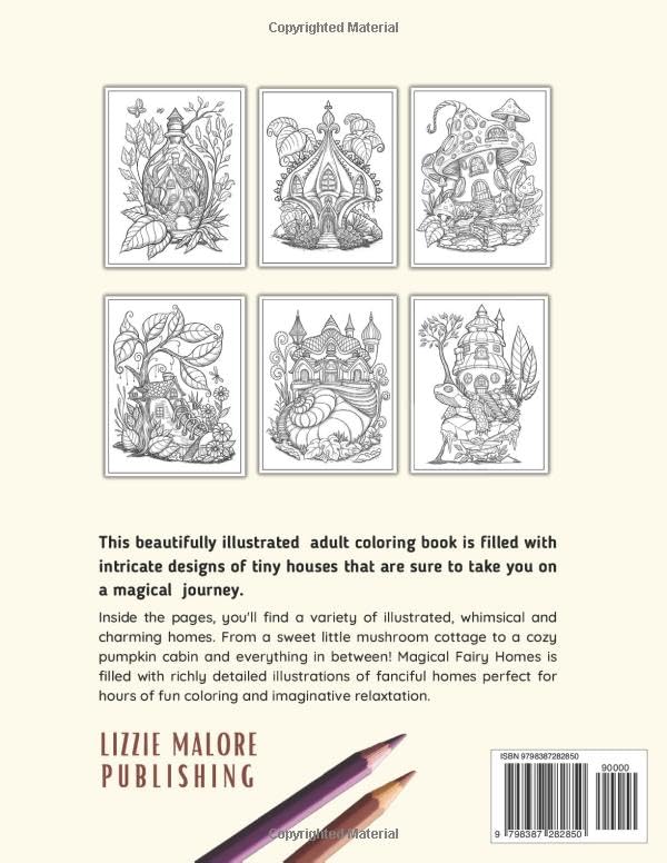 Magical Fairy Homes Adult Coloring Book - 50 Majestically Detailed Black Line Illustrations of Fairytale Architecture | Relaxation & Stress Relief for Artists