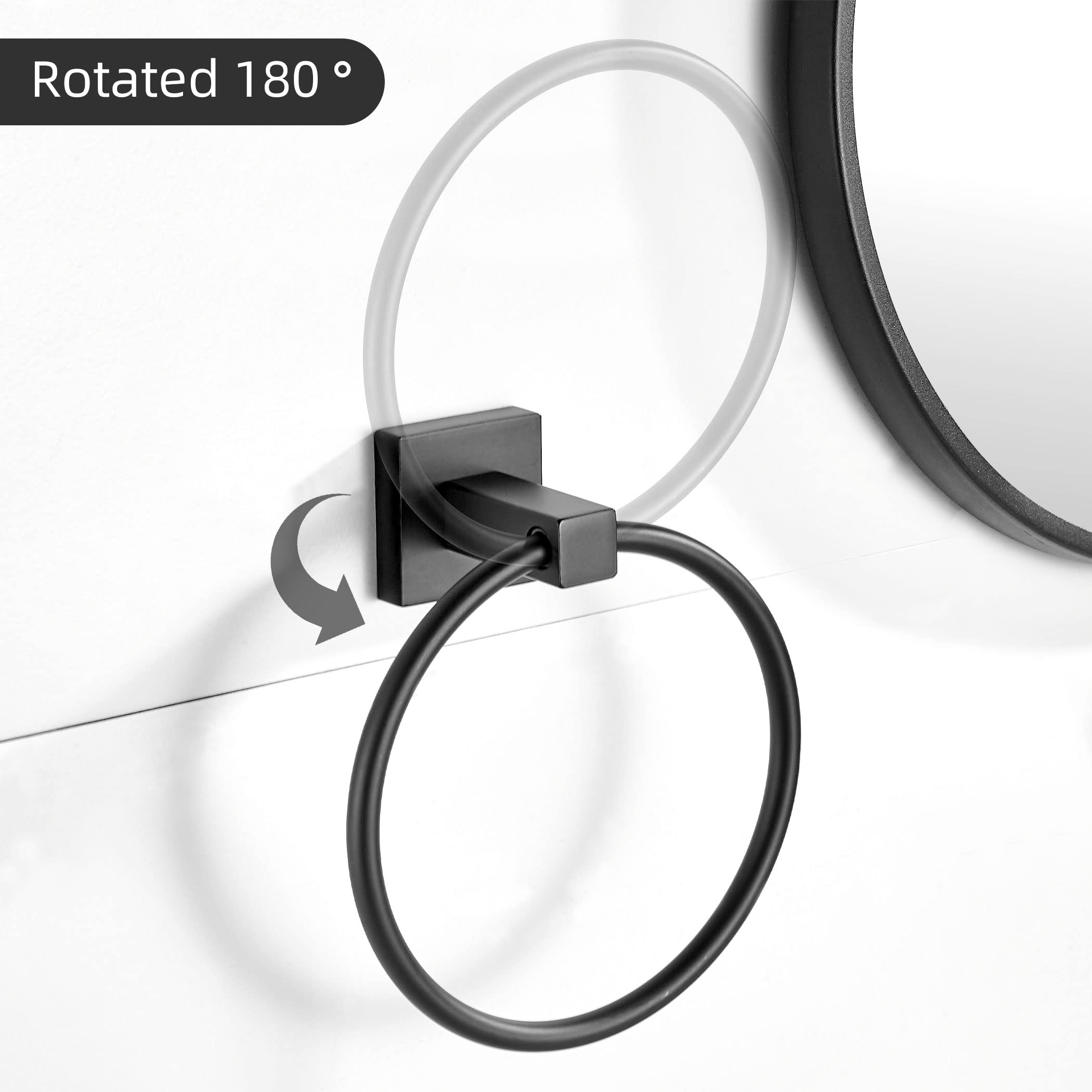 Black Toilet Paper Holder & Towel Ring Set - Stainless Steel Wall Mounted Bathroom Hardware (2 PCS) - Perfect for Modern Bathrooms, Powder Rooms & Guest Baths