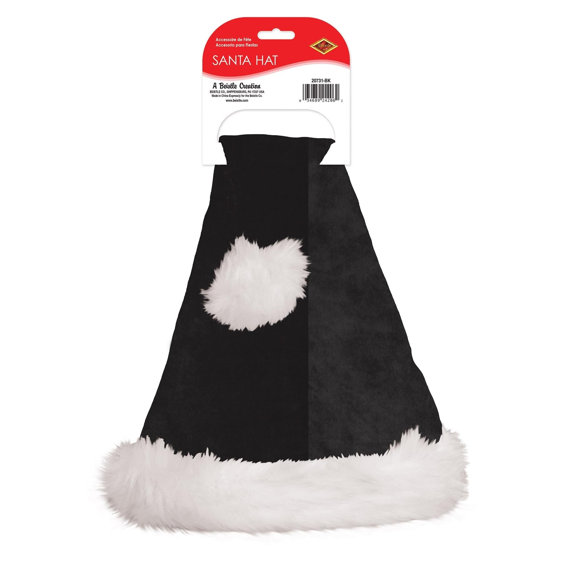 12 Pack Beistle Black Santa Hat - Festive Christmas Party Hats for Adults & Kids - Perfect for Holiday Parties, Cosplay, and Christmas Photos