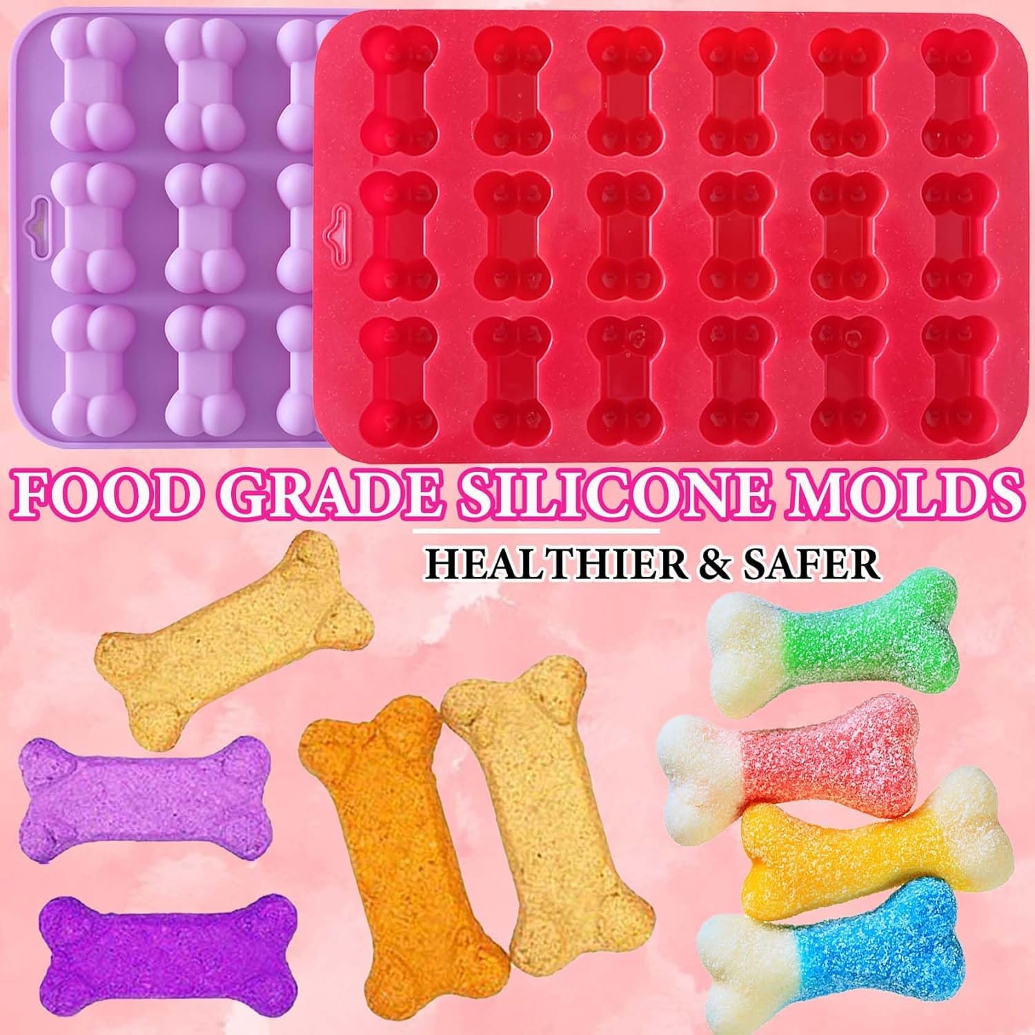 Premium Non-Stick Food Grade Silicone Dog Bone Mold - Perfect for Homemade Dog Treats, Frozen Yogurt, Jelly, Chocolate & Ice Cubes | Ideal for Baking Healthy Dog Biscuits & DIY Pet Snacks